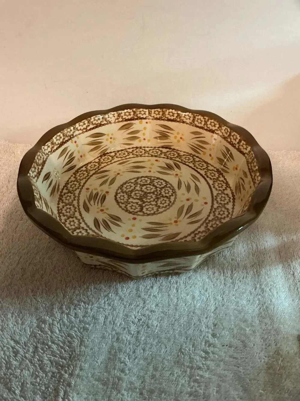 Temptations Old World Deep Pie Baking Dish By Tara Multicolor Fall Colors 9” L